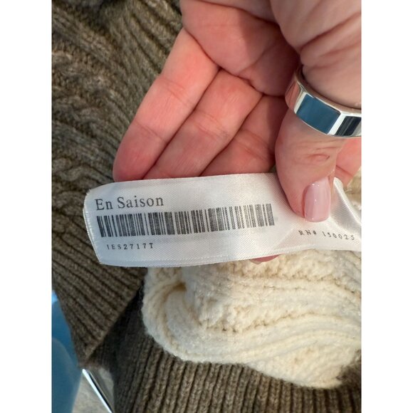 En Saison Colorblock Cable Knit Sweater in Neutral Tones - Size S - Picture 5 of 7